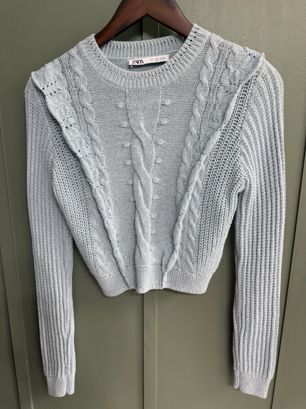 Zara Light Blue Cable Knit Women's Sweater